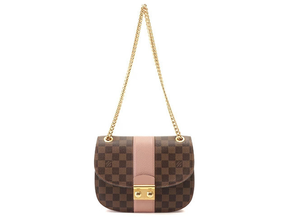 LOUIS VUITTON White Damier Magnolia Pink Shoulder Bag